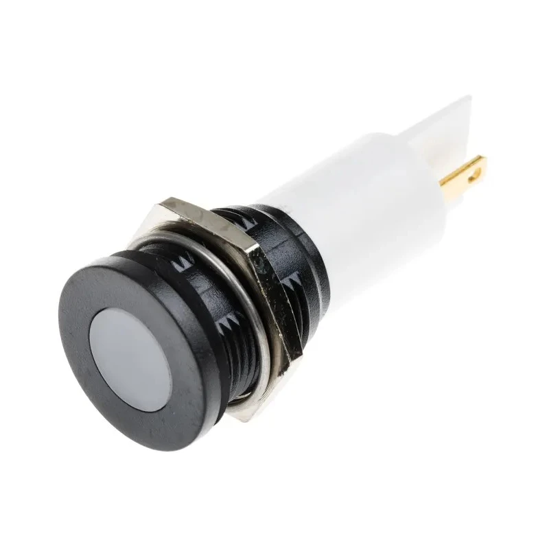 RS PRO White Panel Mount Indicator, 230V AC, 3mA Current, Solder Tab Termination, Flush Bezel, IP67 Rated 205-886