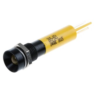 RS PRO Yellow Panel Mount Indicator 24V DC 20mA Solder Tab Termination Recessed Bezel 205-921