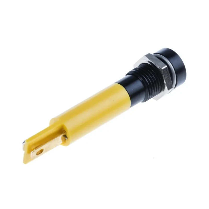 RS PRO Yellow Panel Mount Indicator 24V DC 20mA Solder Tab Termination Recessed Bezel 205-921