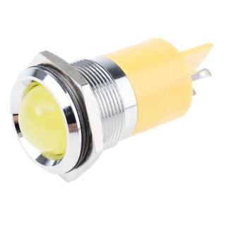 RS PRO Yellow Panel Mount Indicator 12V DC 20mA Solder Tab Termination Prominent Bezel 205-892