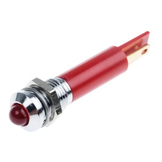 RS PRO Red Panel Mount Indicator 12V AC 20mA Solder Tab Termination Prominent Bezel 205-937
