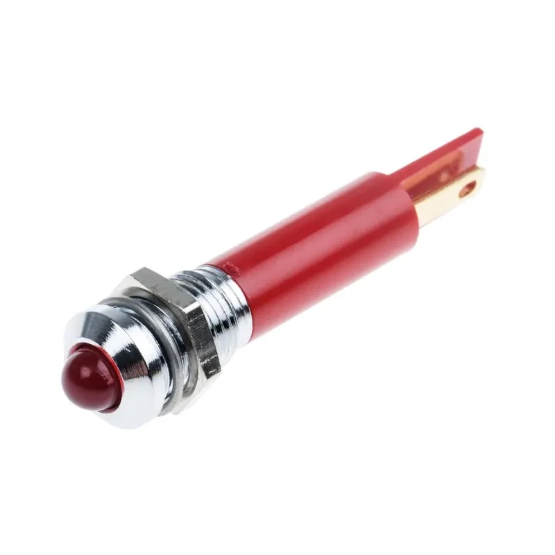 RS PRO Red Panel Mount Indicator 12V AC 20mA Solder Tab Termination Prominent Bezel 205-937
