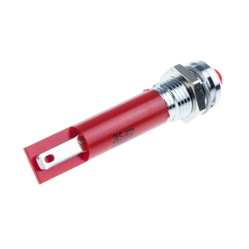 RS PRO Red Panel Mount Indicator 12V AC 20mA Solder Tab Termination Prominent Bezel 205-937