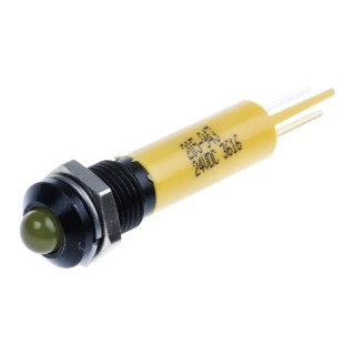 RS PRO Yellow Panel Mount Indicator 24V DC 20mA Solder Tab Termination Prominent Bezel 205-943