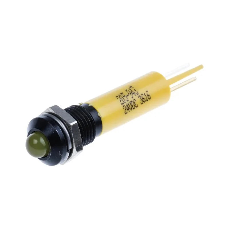 RS PRO Yellow Panel Mount Indicator 24V DC 20mA Solder Tab Termination Prominent Bezel 205-943