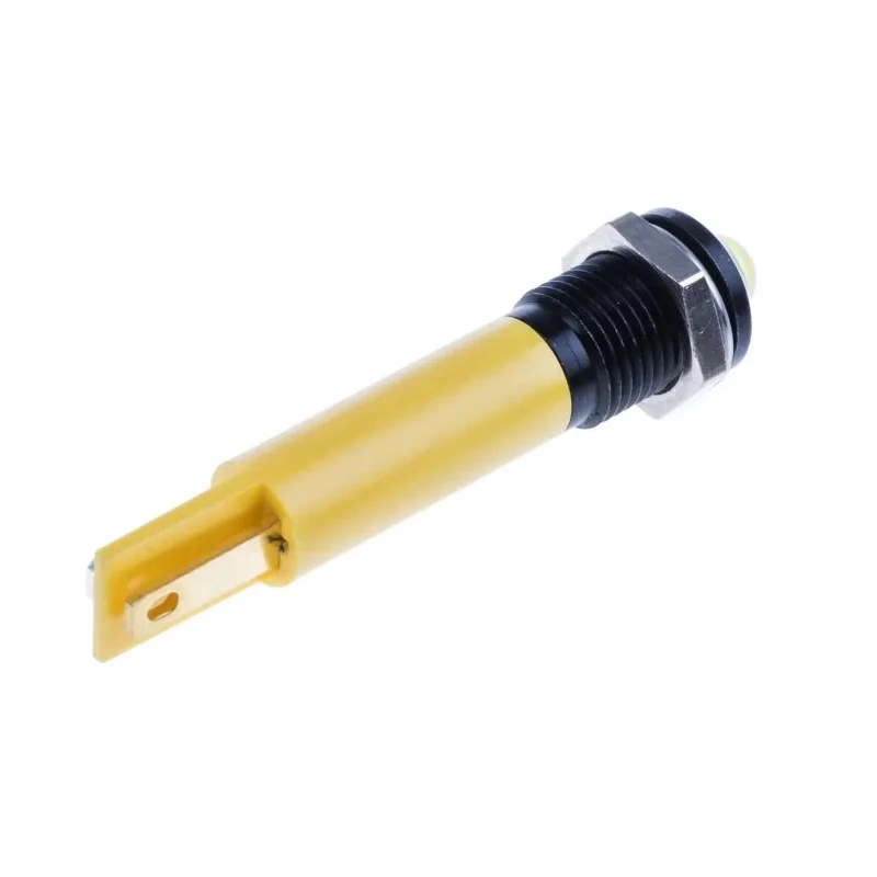RS PRO Yellow Panel Mount Indicator 24V DC 20mA Solder Tab Termination Prominent Bezel 205-943