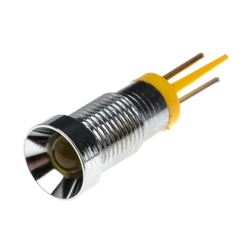 RS PRO Yellow Panel Mount Indicator 2V DC 20mA Solder Tab Termination Recessed Bezel 206-227