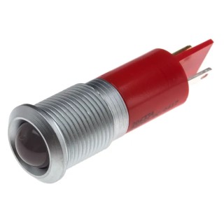 RS PRO Red Panel Mount Indicator, 12 V AC/DC, 20mA, Solder Tab Termination, IP67 Rated, Prominent Bezel 206-334