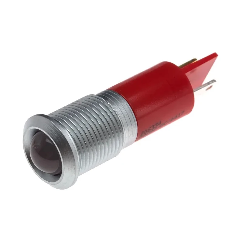 RS PRO Red Panel Mount Indicator, 12 V AC/DC, 20mA, Solder Tab Termination, IP67 Rated, Prominent Bezel 206-334