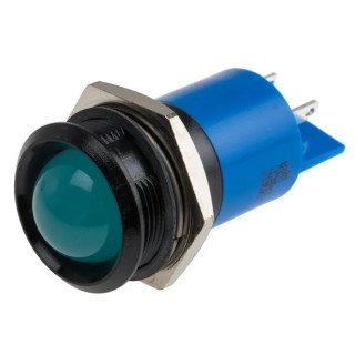 RS PRO Blue Panel Mount Indicator 24 V AC/DC, 20mA Current, Solder Tab Termination, Prominent Bezel, 61mm Length 206-255