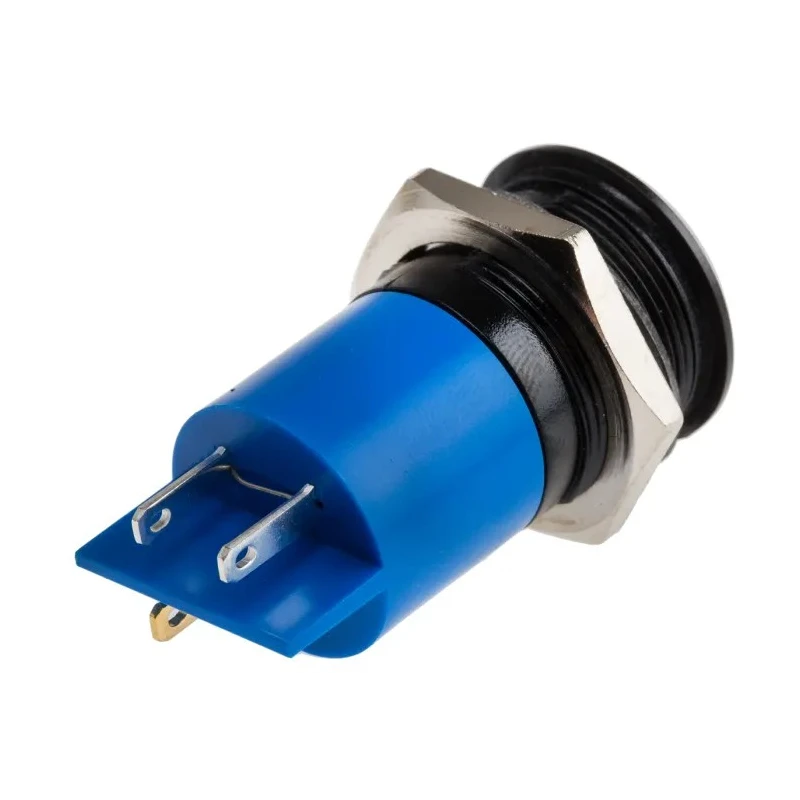 RS PRO Blue Panel Mount Indicator 24 V AC/DC, 20mA Current, Solder Tab Termination, Prominent Bezel, 61mm Length 206-255