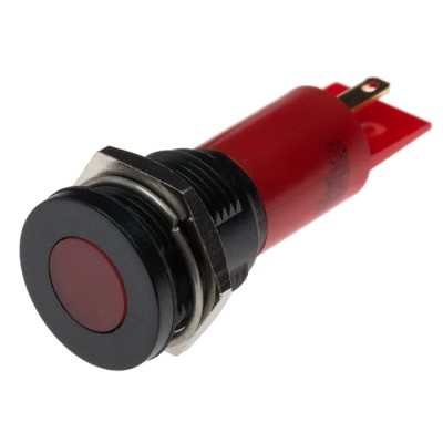 RS PRO Red Panel Mount Indicator 230V AC 3mA Solder Tab Termination IP67 Flush 206-205