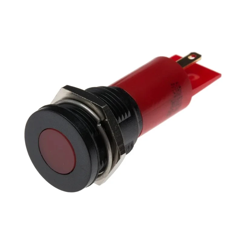 RS PRO Red Panel Mount Indicator 230V AC 3mA Solder Tab Termination IP67 Flush 206-205