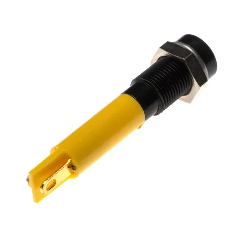 RS PRO Yellow Panel Mount Indicator 12V dc 20mA Solder Tab Termination Recessed Bezel 206-306