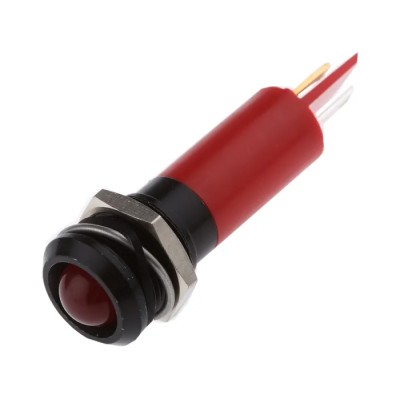 RS PRO Red Panel Mount Indicator 230V AC 3mA IP67 Prominent Bezel Black IP67
