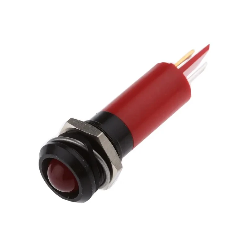 RS PRO Red Panel Mount Indicator 230V AC 3mA IP67 Prominent Bezel Black IP67