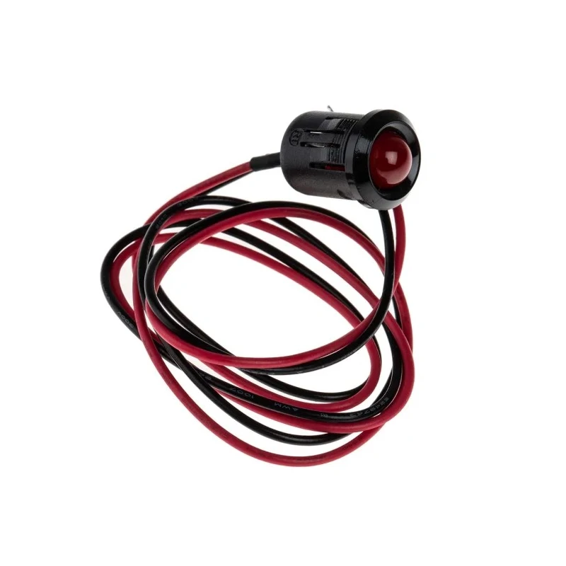 RS PRO Red Panel Mount Indicator, 12V DC, 20mA, Lead Wire Termination, Prominent Bezel 206-384