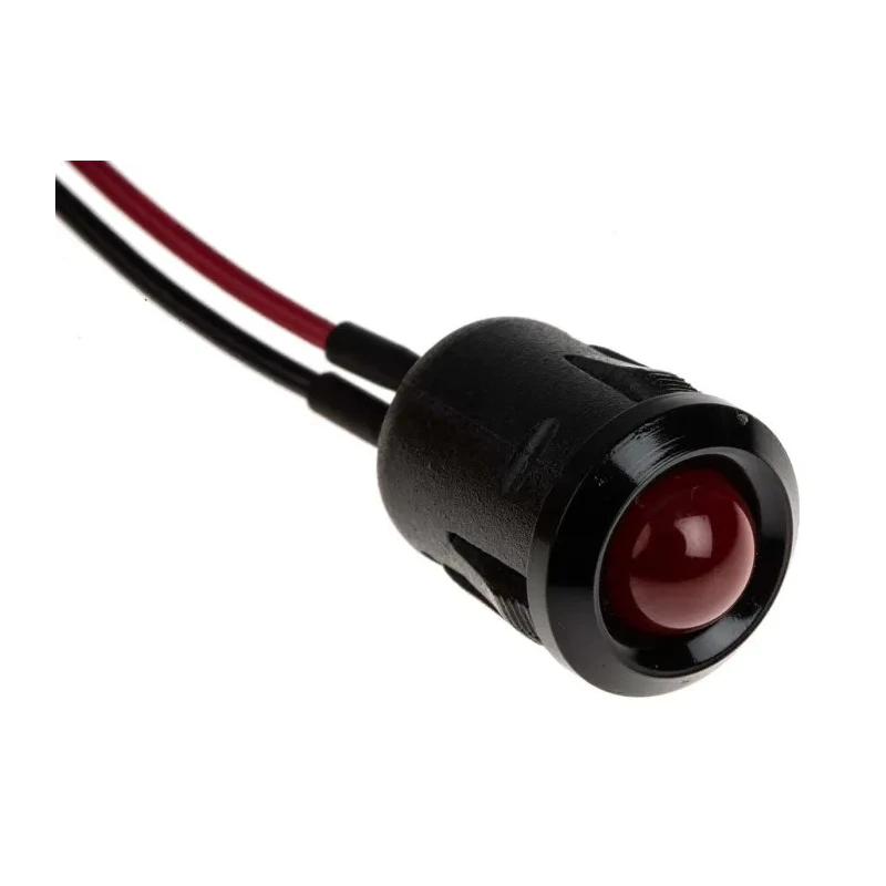 RS PRO Red Panel Mount Indicator, 12V DC, 20mA, Lead Wire Termination, Prominent Bezel 206-384
