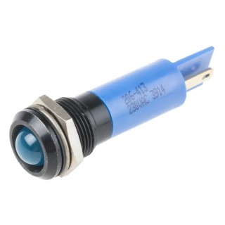 RS PRO Blue Panel Mount Indicator 230V AC 3mA IP67 Prominent Bezel IP67