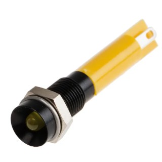 RS PRO Yellow Panel Mount Indicator 24V DC 20mA Solder Tab Termination IP40 Recessed 206-378