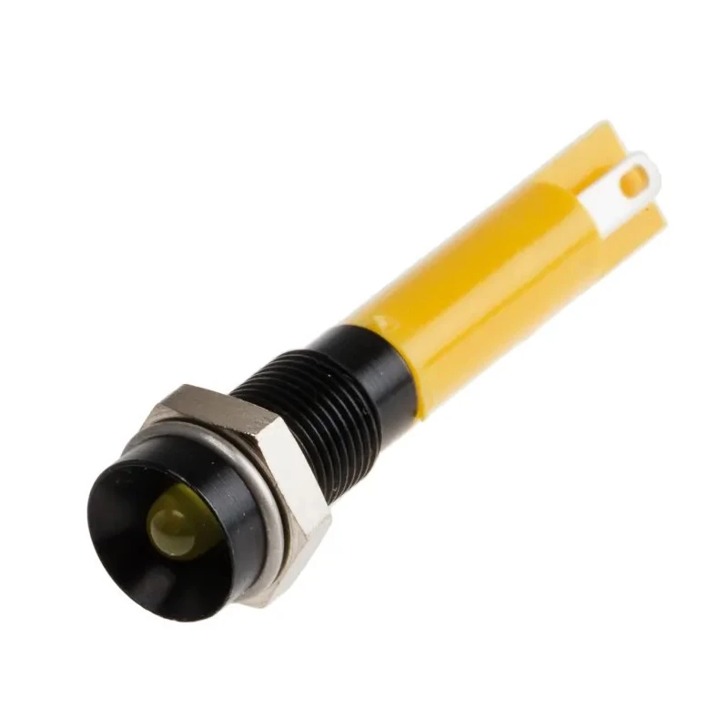 RS PRO Yellow Panel Mount Indicator 24V DC 20mA Solder Tab Termination IP40 Recessed 206-378
