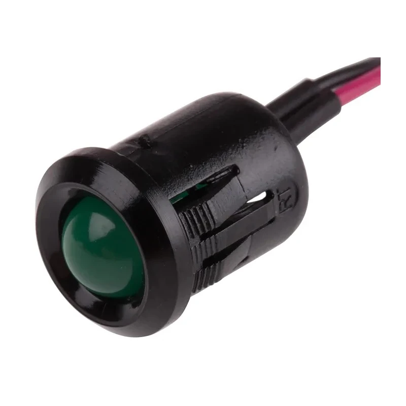 RS PRO Green Panel Mount Indicator 2V DC 20mA Lead Wire Termination Prominent Bezel 206-514