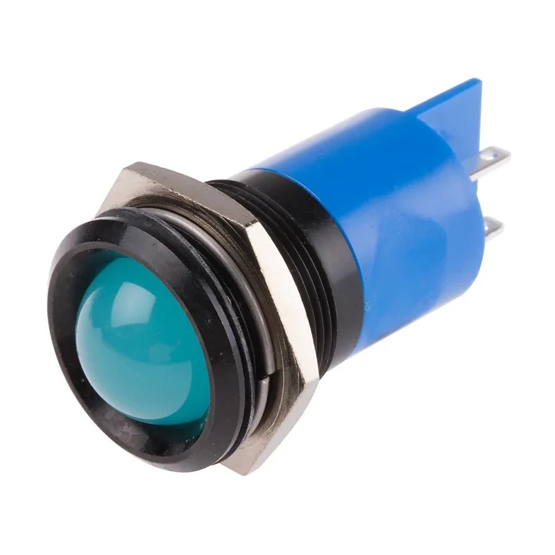 RS PRO Blue Prominent Bezel Panel Mount Indicator 24V DC 20mA Solder Tab 206-671