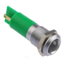 RS PRO Green Panel Mount Indicator 24 V AC/DC, 20mA, Solder Tab Termination, IP67, Prominent Bezel 206-924