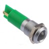 RS PRO Green Panel Mount Indicator 24 V AC/DC, 20mA, Solder Tab Termination, IP67, Prominent Bezel 206-924