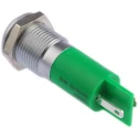 RS PRO Green Panel Mount Indicator 24 V AC/DC, 20mA, Solder Tab Termination, IP67, Prominent Bezel 206-924