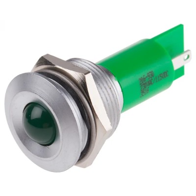 RS PRO Green Panel Mount Indicator 230 V AC, 115 V DC, 3mA, Prominent Bezel 206-930