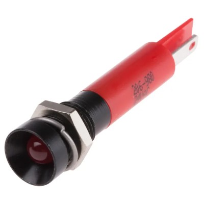 RS PRO Red Panel Mount Indicator 24V ac 20mA Solder Tab Termination Recessed 206-980