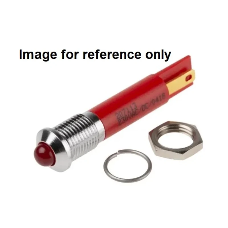 RS PRO Red Panel Mount Indicator 230V AC 3mA Prominent Silver Bezel 207-113