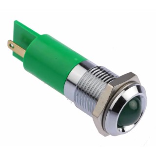 RS PRO Green Panel Mount Indicator 24V DC IP67, Silver Prominent Bezel IP67