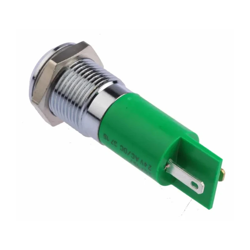 RS PRO Green Panel Mount Indicator 24V DC IP67, Silver Prominent Bezel IP67