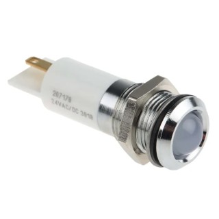 RS PRO White Panel Mount Indicator, 24V DC, IP67 Rated, Silver Bezel, Prominent Model IP67