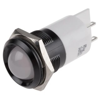 RS PRO White Panel Mount Indicator Black Bezel, 230V AC, 3mA, IP67, Prominent Bezel IP67