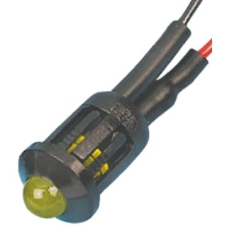 RS PRO Yellow Panel Mount Indicator 6V dc 16mA Lead Wire Termination Prominent Bezel 207-270