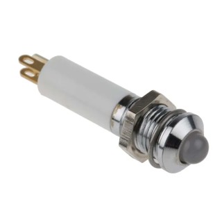 RS PRO Green, Yellow, Red Panel Mount Indicator 12V DC 20mA Solder Tab Termination Prominent Silver Bezel 207-387