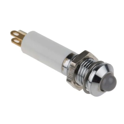RS PRO Green, Yellow, Red Panel Mount Indicator 12V DC 20mA Solder Tab Termination Prominent Silver Bezel 207-387