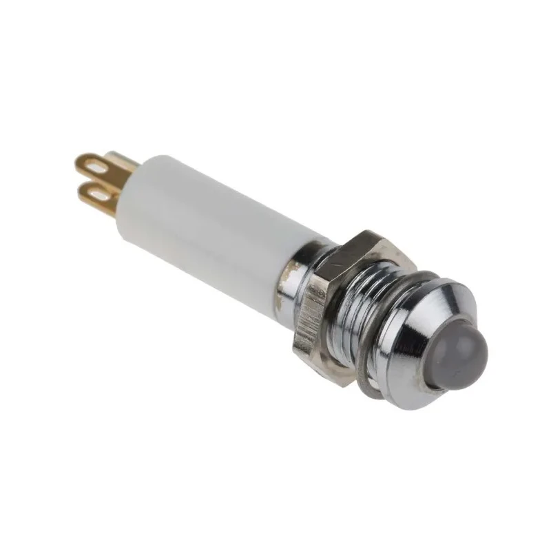 RS PRO Green, Yellow, Red Panel Mount Indicator 12V DC 20mA Solder Tab Termination Prominent Silver Bezel 207-387