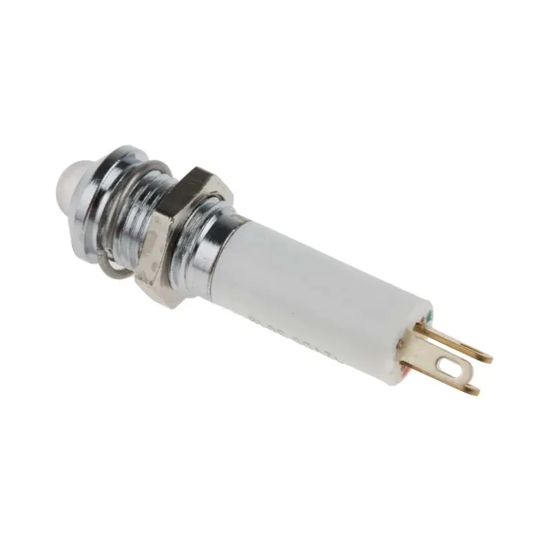 RS PRO Green, Yellow, Red Panel Mount Indicator 12V DC 20mA Solder Tab Termination Prominent Silver Bezel 207-387