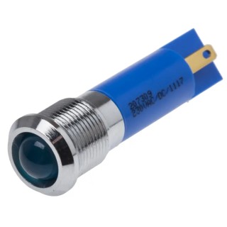 RS PRO Blue Panel Mount Indicator 230V ac 3mA IP67 Prominent Bezel IP67