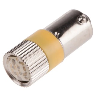 RS PRO Yellow Indicator Lamp Multichip, 12 V AC/DC, BA9 Base, 10 mm Diameter 206-520