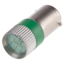 RS PRO Green Indicator Lamp Multichip BA9 Base 12 V AC/DC 10 mm Diameter 28 mm Length 206-716