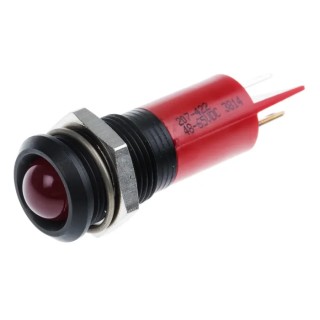 RS PRO Red Panel Mount Indicator LED, 48V dc, 65V dc, 16mA, Black Prominent Bezel 207-422