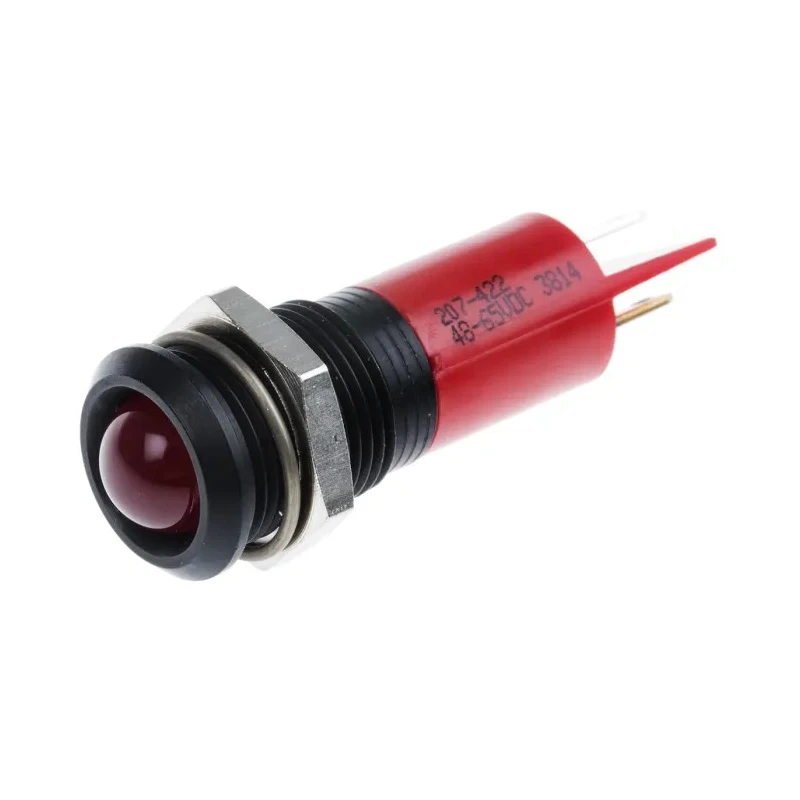 RS PRO Red Panel Mount Indicator LED, 48V dc, 65V dc, 16mA, Black Prominent Bezel 207-422