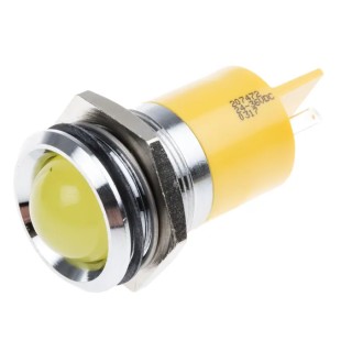 RS PRO Yellow Panel Mount Indicator 24, 36V DC 10mA Silver Bezel Prominent 207-472