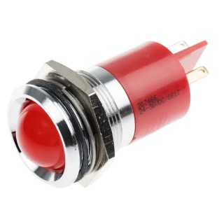 RS PRO Red Panel Mount Indicator with Prominent Silver Bezel, 24V DC / 36V DC, 10mA, 61mm Length 207-466