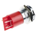 RS PRO Red Panel Mount Indicator with Prominent Silver Bezel, 24V DC / 36V DC, 10mA, 61mm Length 207-466